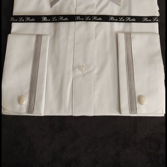 MEN'S BON LA RETTE WHITE FASHION DRESS SHIRT - Picture 4 of 4